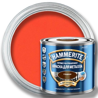 Краска гладкая HAMMERITE по металлу — Красная