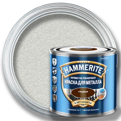 Краска гладкая HAMMERITE по металлу — Серебристая