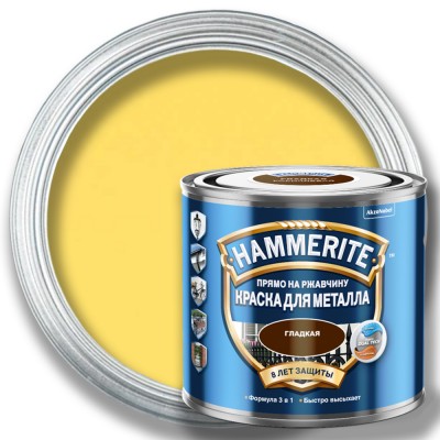 Краска гладкая HAMMERITE по металлу — Желтая