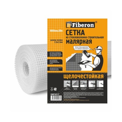 Сетка малярная, стекловолокно, ячейка 2,5*2,5, белая, Fiberon